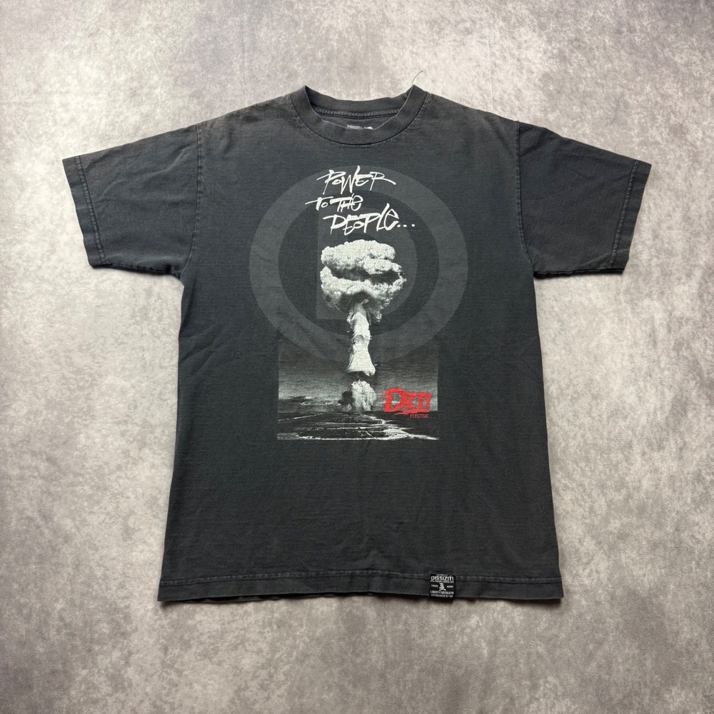 Dissizit Power To The People Graphic T-Shirt Black Mens Medium